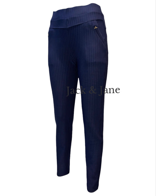 Comfybroek krijtstreep Navy