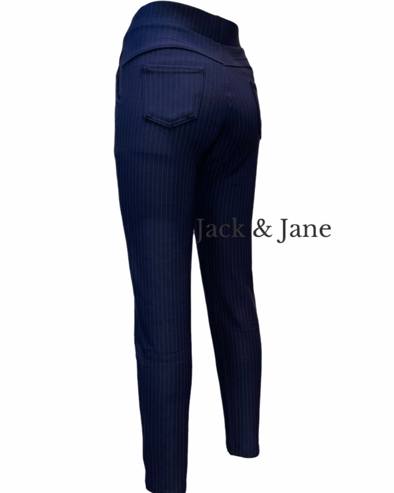 Comfybroek krijtstreep Navy