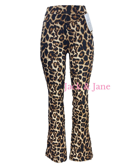 Comfybroek Flared Leopard Bruin